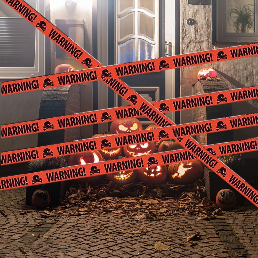 HASTHIP® 2PCS Orange Pirate Skull Warning Tape, Used for Halloween Decoration and Scary Party Decoration Warning Tape.8cm*5m-Tangerine HASTHIP® 2PCS Orange Pirate Skull Warning Tape, Used for Halloween Decoration and Scary Party Decoration Warning Tape.8cm*5m-Tangerine